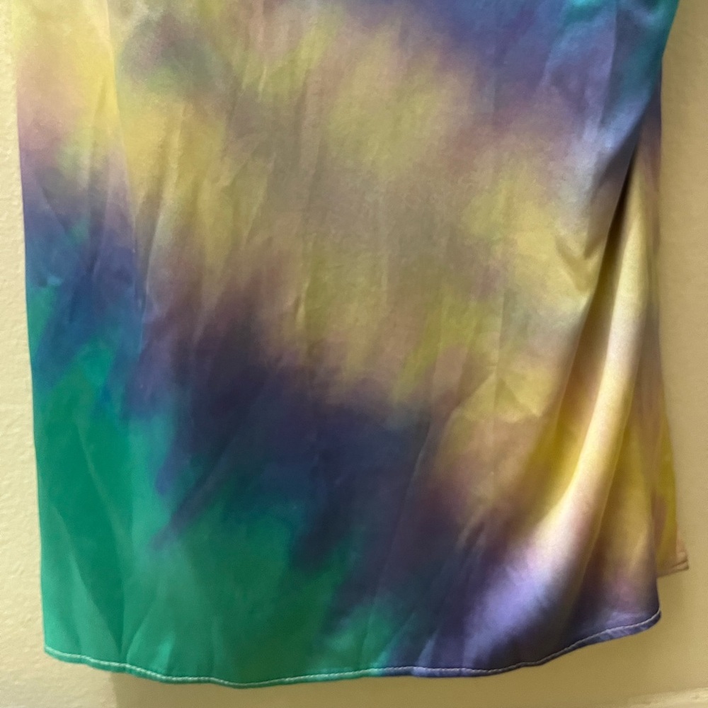 Retrofête Marlene Silk Dress in Rainbow Tie-Dye, Size M - Picture 10 of 16